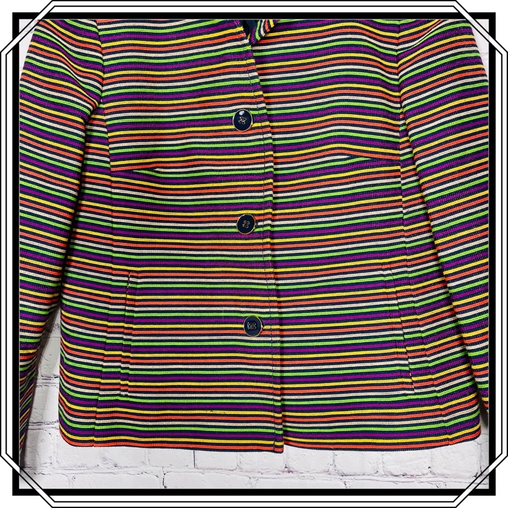 Talbots Multi Color Striped Blazer Size 8 Petite - image 3
